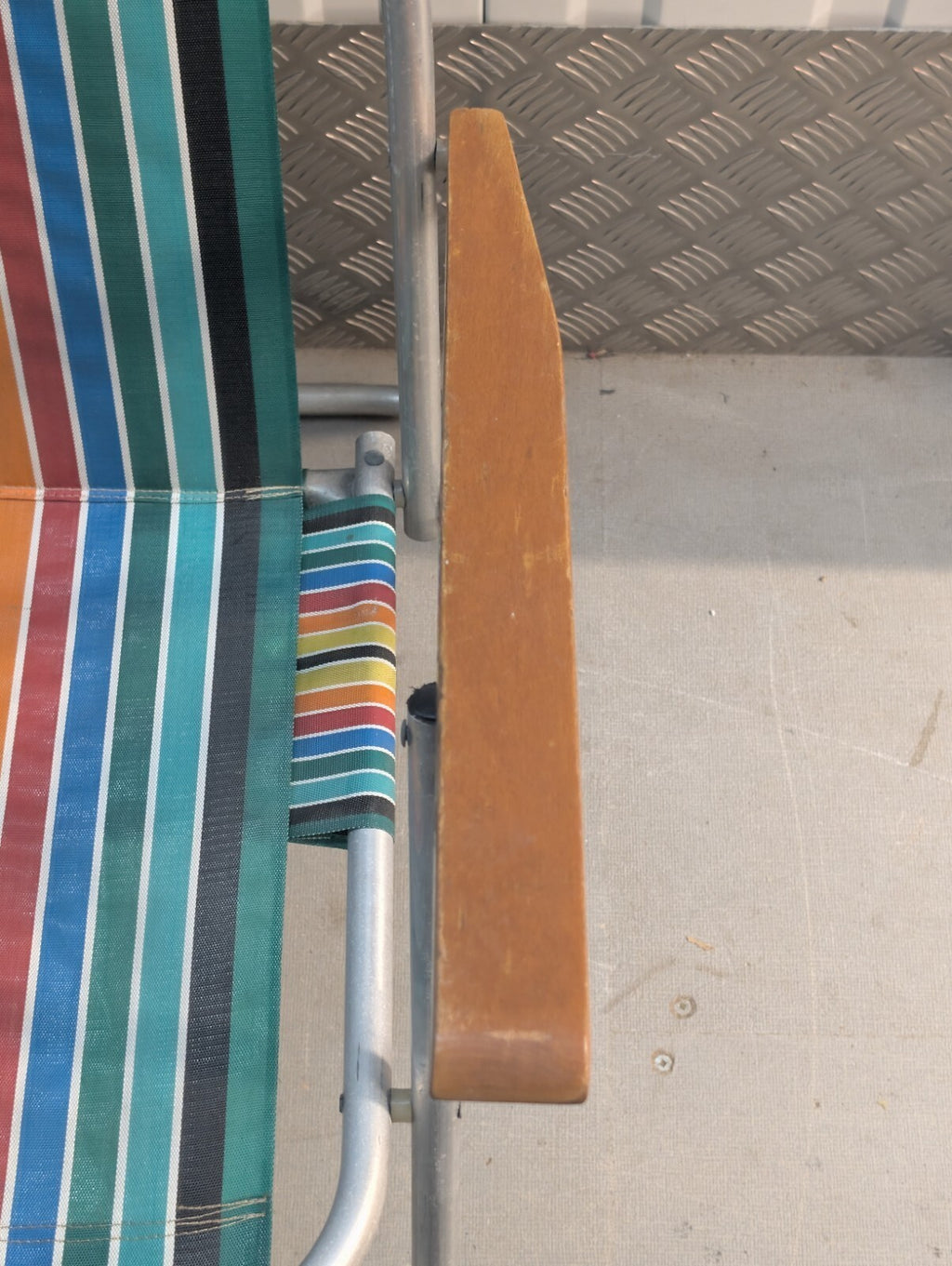 Vintage 1970s Folding Reclining Garden Chair Retro Striped Camping Deck Chair
