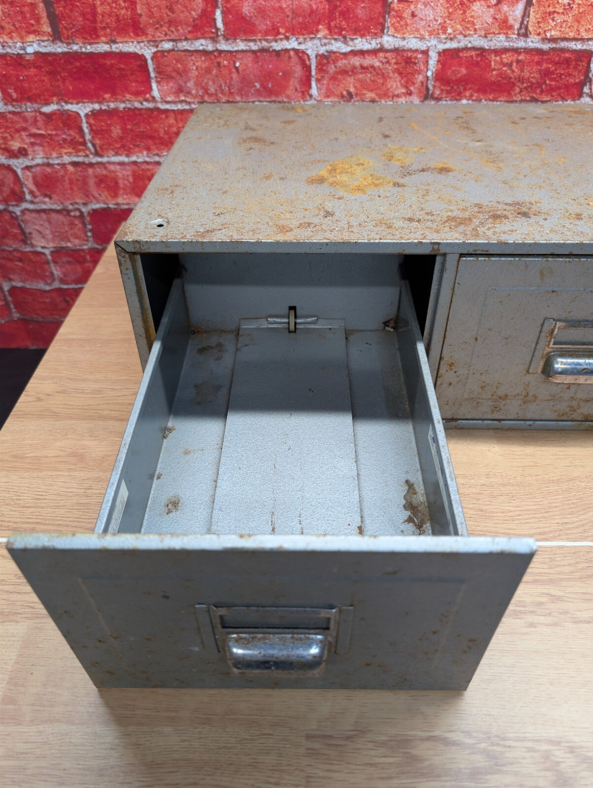 Vintage Industrial Metal 2 Drawer Filing Cabinet Workshop Garage Storage